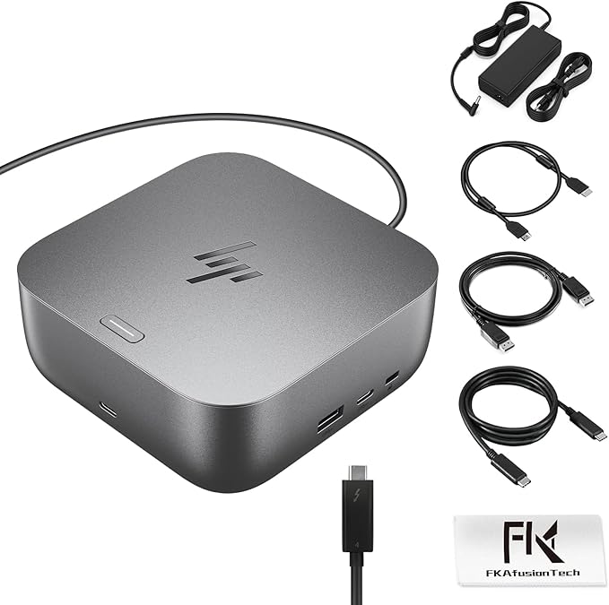 HP Docking Station for Laptop Dual Monitor and Charging Bundle - HP Thunderbolt 4 Ultra 100W G6 Dock with 100W AC Adapter, HDMI & DP Cable & USB-C Cable