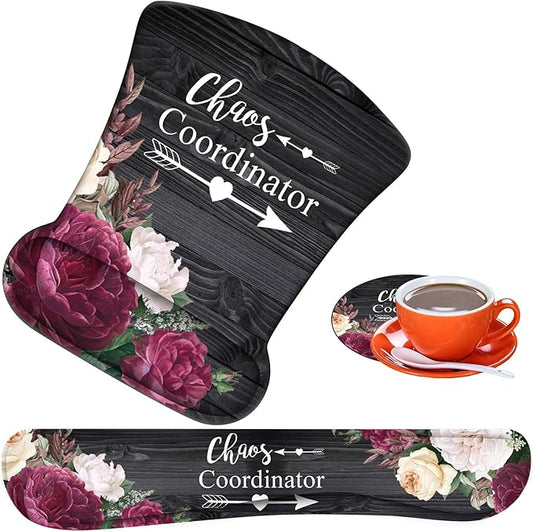 Ergonomic Mouse Pad, Mouse Wrist Rest Pad + Keyboard Wrist Rest Pad + Coaster, Made of Memory Foam, Easy to Use and Relieve Wrist Pain, Computer, Games, Office, Home - Chaos Coordinator