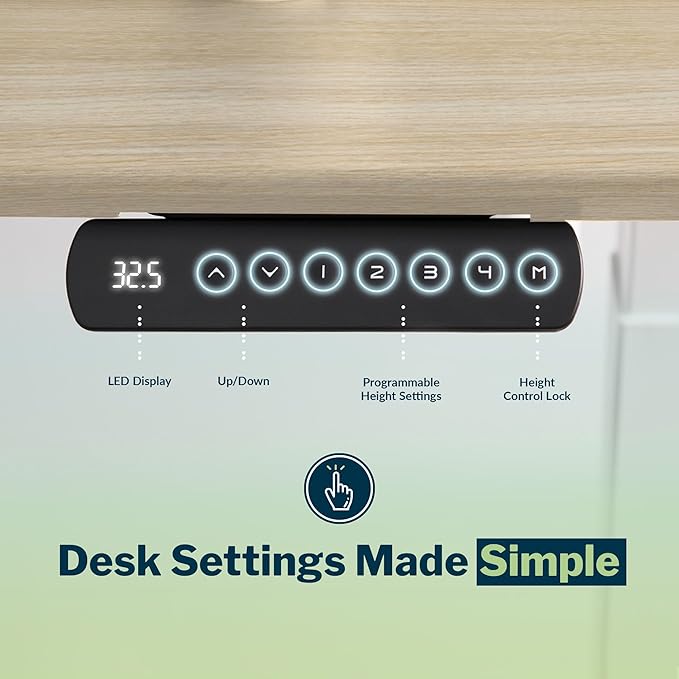 Vari Command Center Electric Standing Desk – 120° Curved Sit-Stand Gaming Desk Corner Workstation for Triple Monitors + Sloped Front Edge, 4 Height Settings, 200 lb Capacity (Light Wood/Slate)