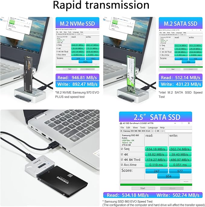 M.2 SATA/NVMe to USB Docking Station,Hard Drive Reader Adapter, External M.2 SSD Enclosure for M.2 PCIe NVMe and SATA SSDs, Compatible with SATA III HDD/SSD (M.2 Dock or SATA Adapter)