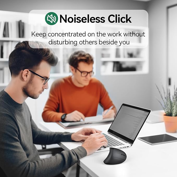 TECKNET Ergonomic Mouse, Rechargeable Vertical Ergo Mouse Wireless 800-4800 Levels 5 Adjustable DPI, Silent 2.4GHz Optical Carpal Tunnel Mouse for Right Hand, USB Wireless Mice for Laptop, PC