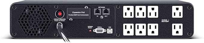 CyberPower CP1500PFCRM2U PFC Sinewave UPS Battery Backup and Surge Protector, 1500VA/1000W, 8 Outlets, AVR, Short Depth 2U Rackmount, UL Certified