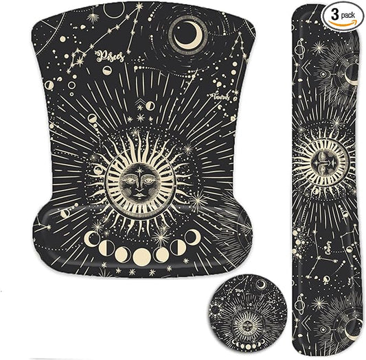 LATEEFAH Mouse Pad with Wrist Rest, 3-in-1 Gaming Mouse Pad, Keyboard Wrist Rest, Ergonomic Memory Foam Mousepad with Wrist Support for Computer Keyboard