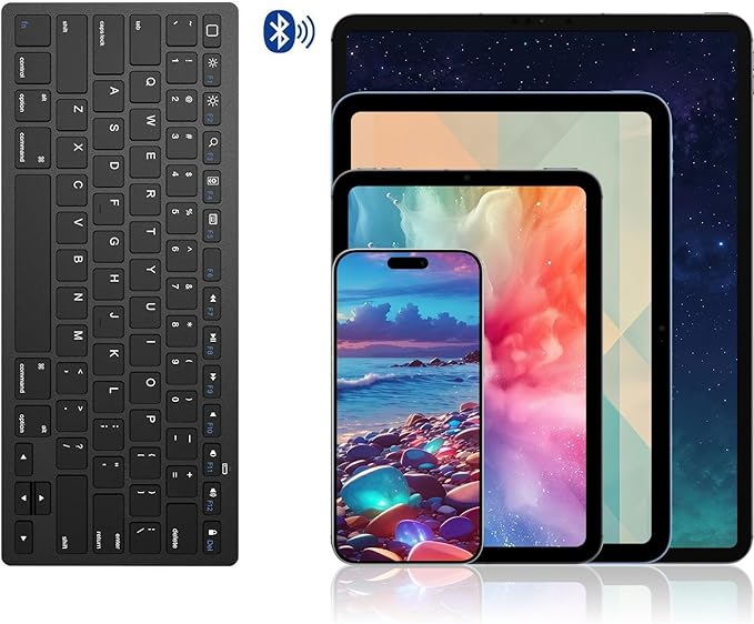 OMOTON Bluetooth Keyboard Compatible with iPad A16 11th 10th Generation, iPad 10.2 (9th/8th/7th), iPad Pro 13/12.9/11 inch, iPad Air/Mini and More iOS Devices, Black