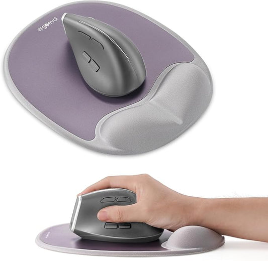 Ergonomic Mouse Pad with Skin-Friendly Lycra Memory Foam Wrist Rest, Easy-to-Clean Smooth PP Surface, and Non-Slip PU Base – Ideal for Vertical, Ergonomic, and Office Mice(Silver Gray)