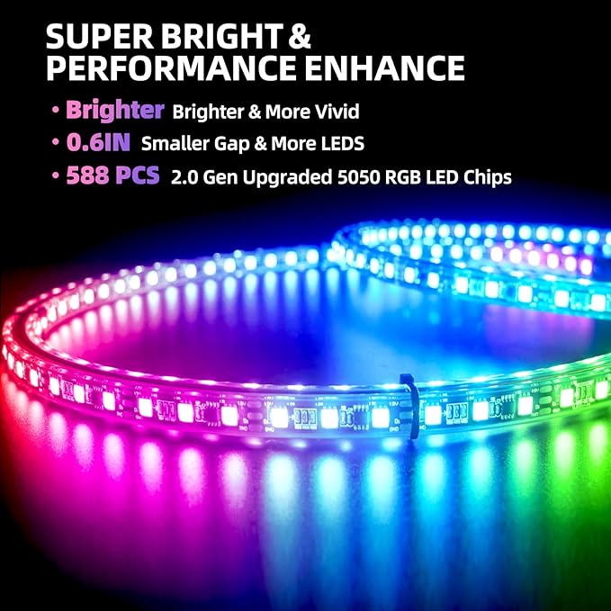 Tavaray 4PCS 17" Double Sided RGB LED Wheel Ring Lights with APP & Remote Control, 178+DIY Dynamic Modes w/Turn Signal Braking and Reverse Function Wheel Lights for Trucks Pickups Cars Offroad