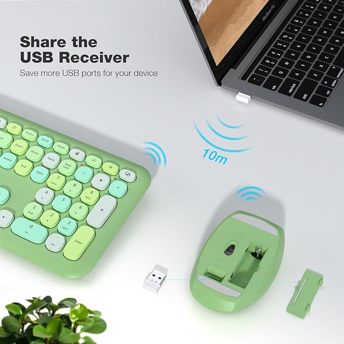 MOFII Wireless Keyboard and Mouse Combo Silent, Slim Compact 2.4G USB Full Size Wireless Mouse and Keyboard Combo, Cute 110 Keys for PC, Notebook, MacBook, Tablet, Laptop, Windows System