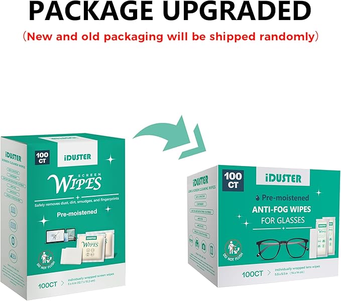 Screen Cleaner Wipes for Electronics, Individually Wrapped Laptop Screen Cleaner Wipes, Pre-Moistened Portable Electronic Wipes for Cell Phone, TV Screen, Computer Screen, Pack of 100