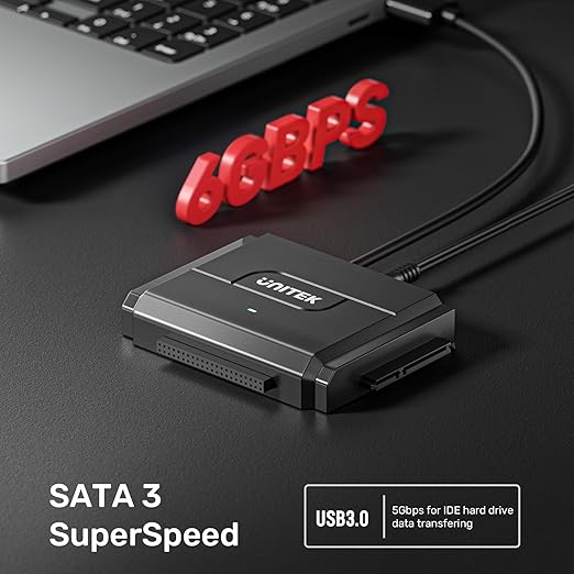 Unitek SATA/IDE to USB 3.0 Adapter, IDE Hard Drive Adapter for Universal 2.5"/3.5" Inch IDE and SATA External HDD/SSD with 12V 2A Power Adapter, Support 10TB