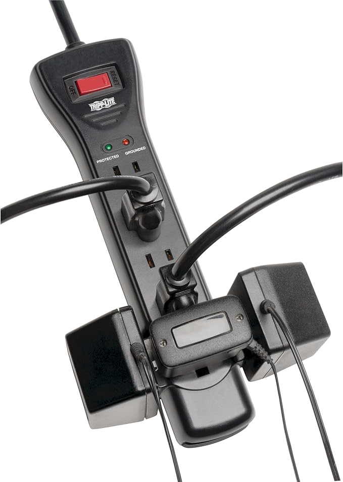 Eaton Tripp Lite Series SUPER7B Flat Plug Power Strip Surge Protector, 7 Outlets, 7ft Extension Cord, 2160 Joules, UL Listed & Certified, Black, Lifetime Manufacturer's Warranty & $75,000 Insurance