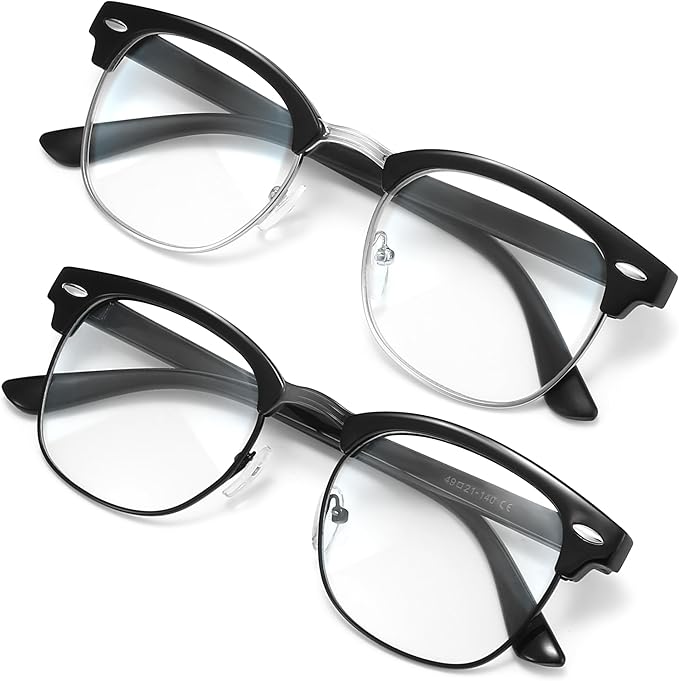 racico Blue Light Glasses for Men – Computer Gaming Blocking Glasses Anti Eyestrain, UV Clear Lens, Vintage Blue Blockers