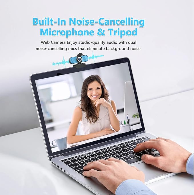 Webcam 1080p, Built-in Microphone/Privacy Cover, Plug and Play USB Computer Camera, Wide Angle, Streaming Web Camera for Desktop Computer/PC for Laptop Mac Zoom Conference(No Tripod)