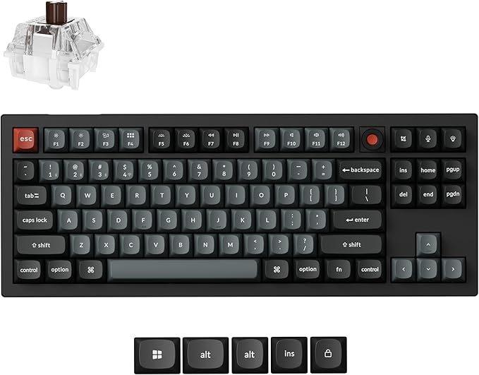Keychron V3 8K TKL Wired Mechanical Keyboard, 8000 Hz Polling Rate QMK/VIA Programmable Hot-Swappable Gaming Keyboard with Knob, South-Facing RGB, Ergonomic PBT Keycaps for Mac Windows Linux