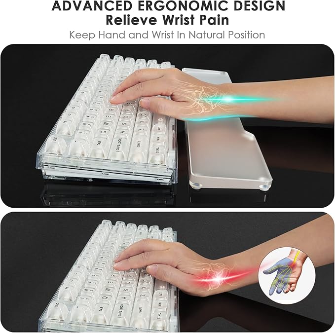 Acrylic Gaming Keyboard Wrist Rest Pad,Clear Wrist Rest for Computer Keyboard,Office,PC Gaming,Laptop,Mac,Comfortable,Lightweight,Ergonomic for Easy Typing Pain Relief-Length 14.17 inch