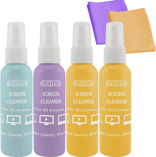 Screen Cleaner Spray and Wipes, 4-Pack Cleaning Kit for Electronic Screens - Compatible with MacBook, iPhone, PC, Laptop, Monitor, Phone, Tablet, TV, Car Display and Eyeglasses Lens