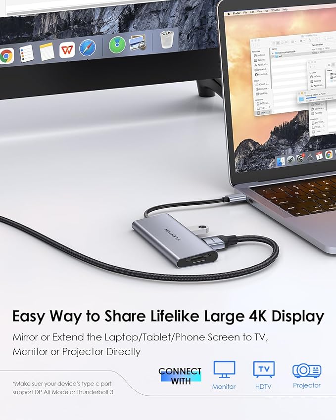 LENTION USB C Hub with 4K HDMI, 3 USB 3.0, SD/Micro SD 3.0 Card Reader, Compatible 2025-2016 MacBook Pro, 2025-2018 Mac Air/Surface, Chromebook, iPhone15 or More, Stable Driver Adapter (Space Gray)