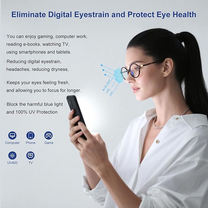Retro Oval Blue Light Glasses for Women Fashion Computer Glasses Bluelight Blocking Eyewear Vintage Frame