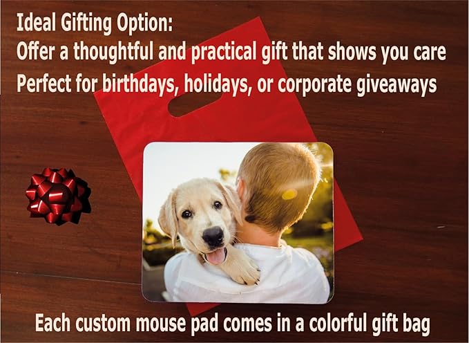 Personalized Mouse Pad - Add Pictures, Text, Logo or Art Design and Make Your Own Customized Mousepad. Each Custom Mouse Mat Comes in a Colorful Gift Bag. Personalized Your Gaming Mousepad (Landscape)