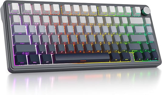 surmen M75 Wireless Mechanical Keyboard,75% Gasket Mounted Gaming Keyboard Pre-lubed Stabilizer with Knob RGB Backlight Hot-Swappable for Mac/Win(MoonNight)