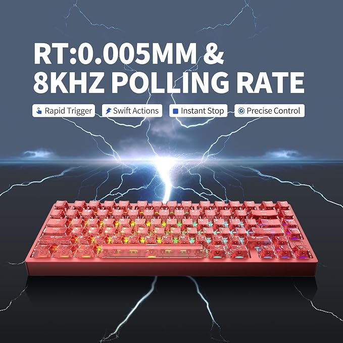 MG75PRO 81 Keys Wired Magnetic Switch Mechanical Keyboard, Hall Effect, 8KHZ/ARGB/CNC Aluminum, Gasket Structure Gaming Keyboard(Red)