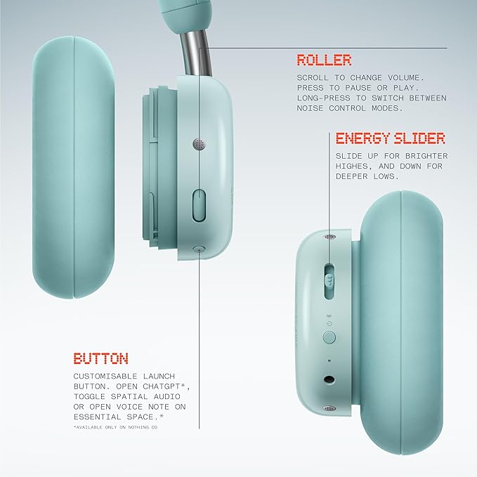 CMF by Nothing Headphone Pro Active Noise Canceling Wireless Headphones Bluetooth 5.4 Over The Ear Headset, 50H ANC Playtime, Bass&Treble Slider, Custom EQ&Spatial Audio, Hi-Res LDAC, Light Green