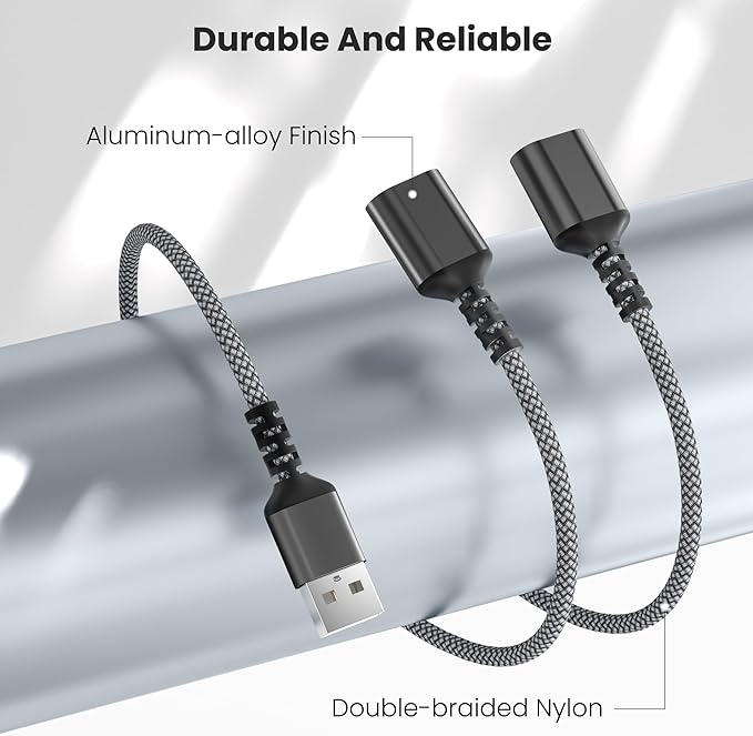 Basesailor USB Splitter 1 in 2 Out 1FT, A Male to Double Female Y Cable Extension Adapter,Dual A Port Extender Hub,Data Charger Power Split for Car,Xbox One Series,PS4,PS5,Laptop,Keyboard,Mouse