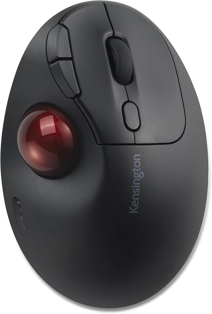 Kensington TB450A Wireless Trackball Mouse, Bluetooth LE & 2.4GHz Connection, 4 DPI Options, Connect up to 3 Devices (K72174WW), Black-Red