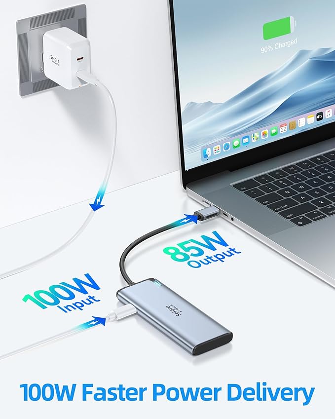 Selore USB-C Splitter with Dual 4K@60Hz Video Output,USB-C to USB-C Hub Dual Video Monitor with DP Alt Mode,10Gbps Data Transfer,100W PD,Docking Station Dual Monitor for Laptop iPad Dell HP and More