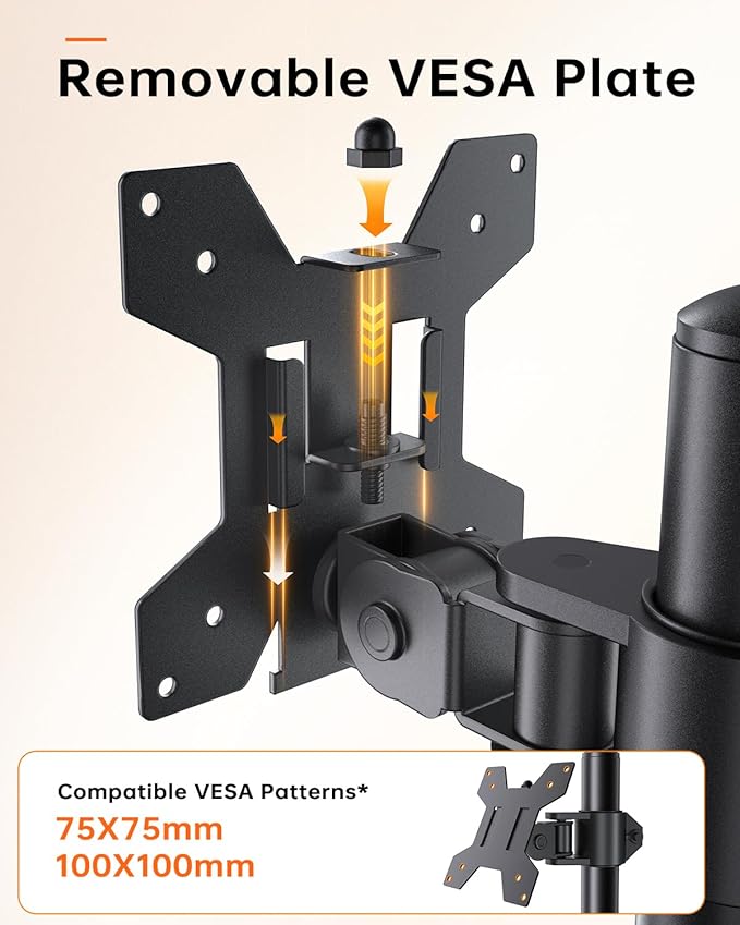 Monitor Arm Desk Mount for 13-27'' Monitors, Single Extra Tall 31.5 Inch Monitor Stand Holds up to 17.6lbs with Swivel, Tilt, Height Adjustable, C-Clamp, 75x75-100x100mm VESA