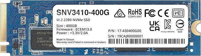 Synology 8-Bay DiskStation DS1823xs+ (Diskless) & M.2 2280 NVMe SSD SNV3410 400GB (SNV3410-400G)