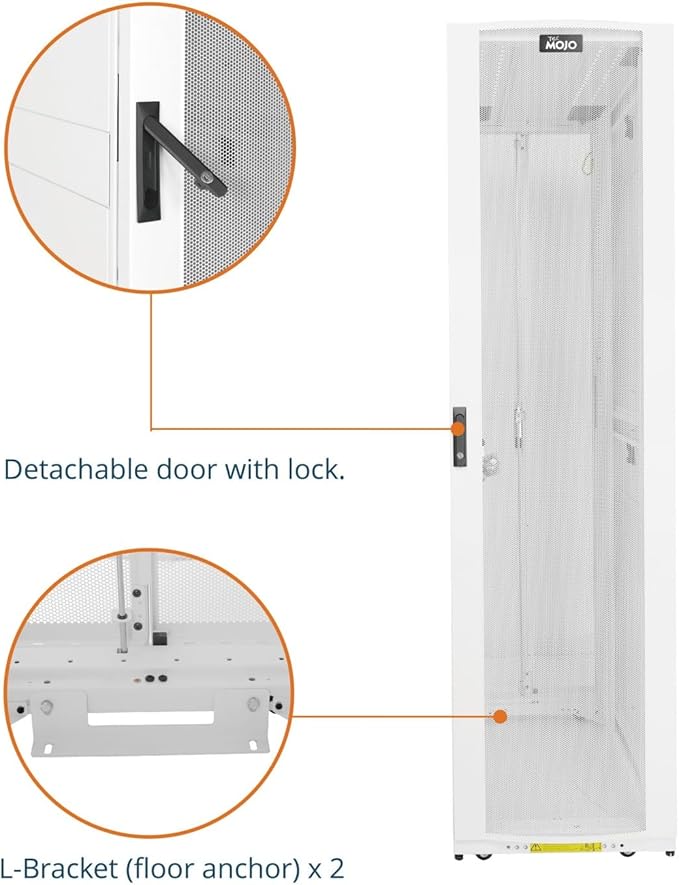 Tecmojo 48U Server Rack Cabinet - PRE-Assembled 24inch Width 43inch Depth IT Network Equipment Cabinet Rack Enclosure with Casters - 3000lbs Weight Capacity(06White)