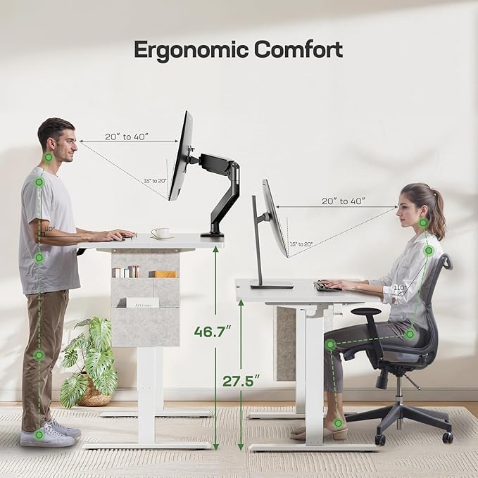 Marsail Standing Desk Adjustable Height Home Office Desk,‎48x24 Electric Standing Desk, Stand up Desk with Storage Bag,Headphone Hook for Computer Workstations Desk Memory Preset