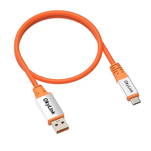 OkyLink 1.5ft (0.5M) USB 3.2 Gen 2 Type A to Type C Male to Male Cable - 10Gbps Long Range, Orange