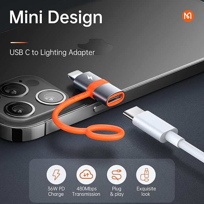 mcdodo USB C to Lightning Adapter 36W Type C to Lightn-ing Adapter USB C Charger Cable Converter for iPhone 14/13/12/11/XS/XR/SE/AirPods,Fits Original MacBook iPad