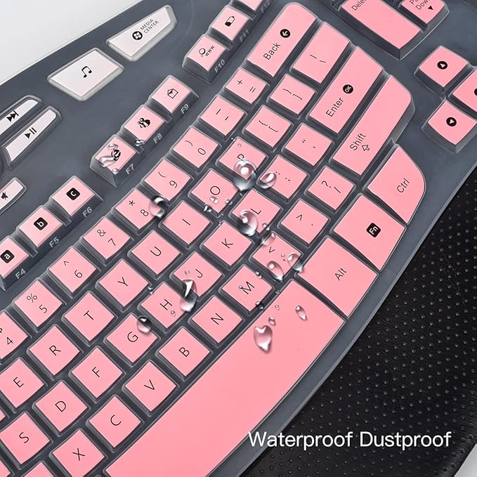 CaseBuy Keyboard Cover for Logitech K350 MK550 MK570 Wireless Wave Keyboard, Ultra Thin Silicone Protector Skin for Logitech K350 MK550 MK570 Keyboard -Ombre Pink
