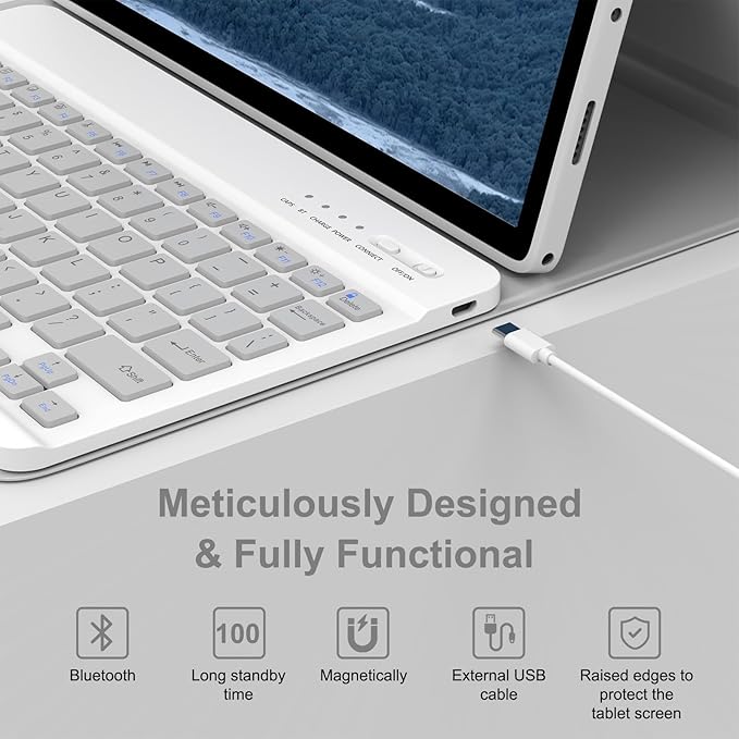 MMK Galaxy Tab A9 Plus Case with Keyboard (11" 2023), Compatible with Samsung A11 Plus Tablet Case Keyboard (11" 2025, SM-X230, SM-X236B), Wireless Detachable-Gray