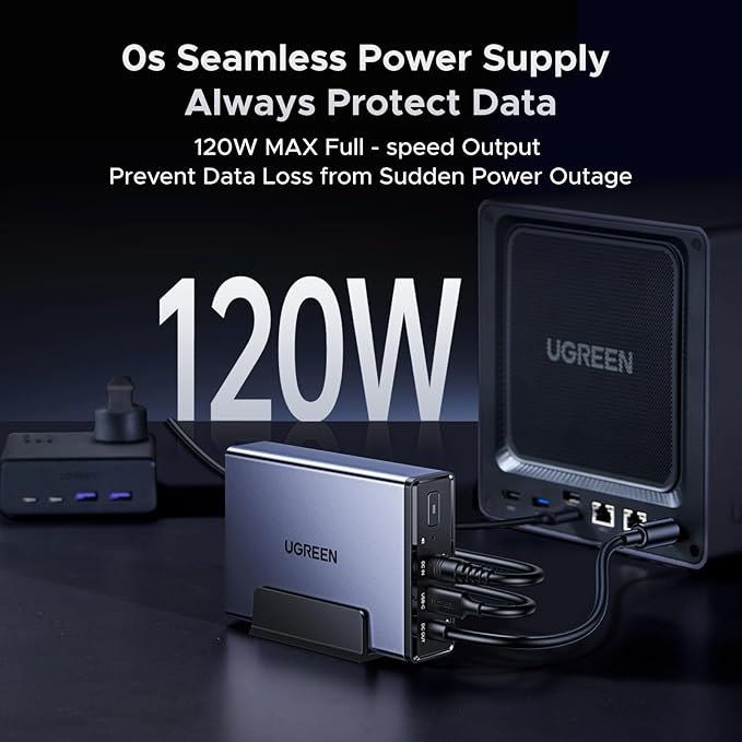 UGREEN NAS US3000, 12000mAh Uninterruptible Battery Power Supply Bundle with UGREEN NAS DXP4800 Plus 4-Bay with136TB Storage Capacity.