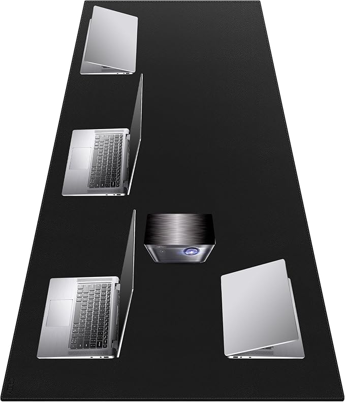 Cacoy Massive 70.8" x 39.4" Leather Desk Mat, Extra Large Office Conference Table Mat, 4XL Full Desk Gaming Mouse Pad, Waterproof PU Leather Computer Desk Pad (Black)