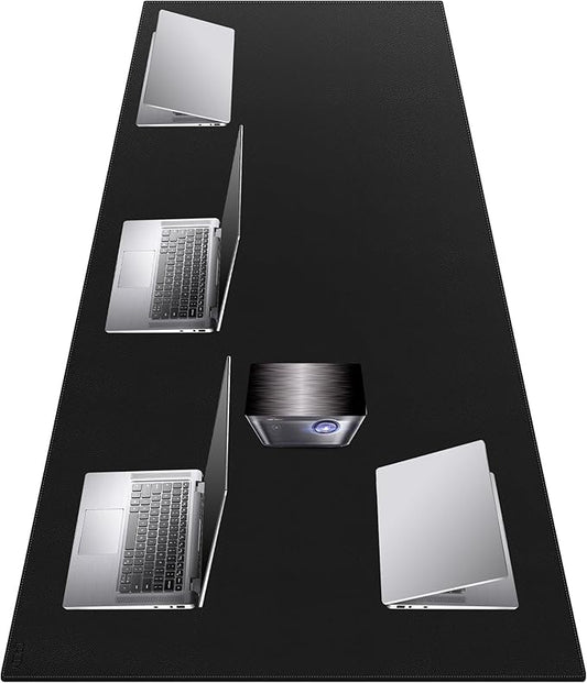 Cacoy Massive 70.8" x 39.4" Leather Desk Mat, Extra Large Office Conference Table Mat, 4XL Full Desk Gaming Mouse Pad, Waterproof PU Leather Computer Desk Pad (Black)
