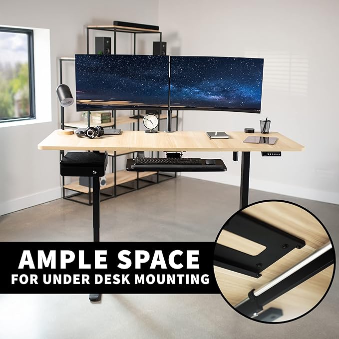 VIVO Electric Standing Desk Frame, Rear-Set Legs, Single Motor Memory Controller Height Adjustment, Frame Only, Black, DESK-100E-RB
