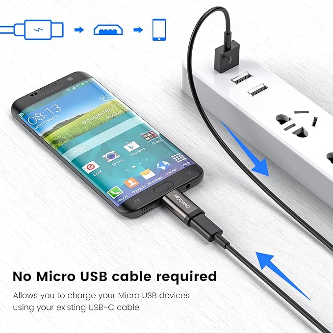 MOSWAG USB C to Micro USB Adapter(4 Pack), USB Type C Female to Micro USB Male Converter USB C to Micro Charge & Data Sync Compatible with Samsung Galaxy S7 Edge S6 (Brown)