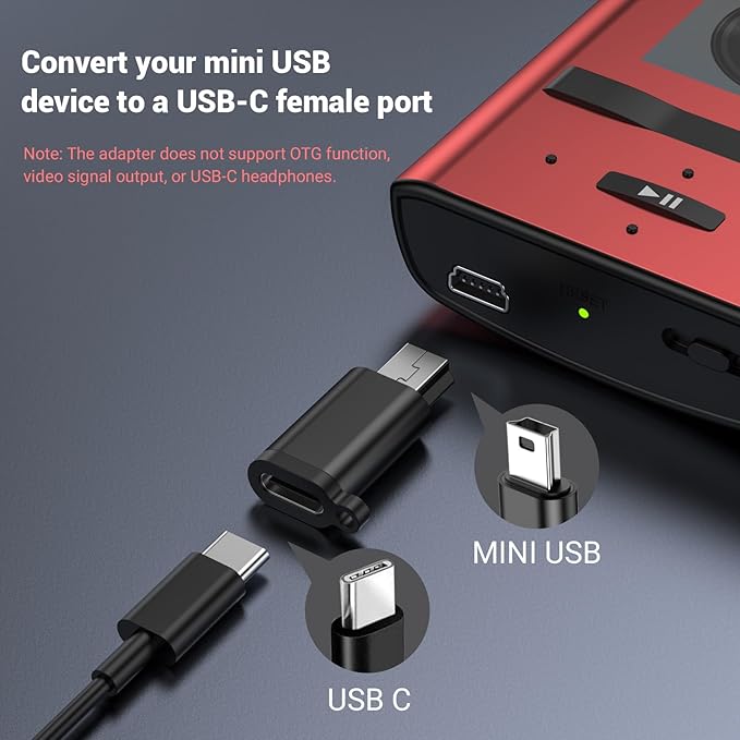 3Pack USB Mini Adapters and 2 Pack Micro Adapters, Connector Support Charge & Data Sync for GPS Receiver/Digital Camera/Dash Cam/MP3 Player, Galaxy S6 S7 S7 Edge, Kindle Ps4 and Micro USBC Devices