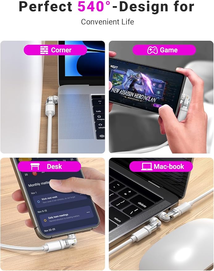 USB C Magnetic Adapter PD 240W(2Pack), 9PIN USB C 90 Degree Adapter/C Right Angle Adapters/180 Degree C Connector/C to C Adapters for 1Phone 17/16/15, Ma-Book Pro/1Pad Series, Samsung Galaxy Series