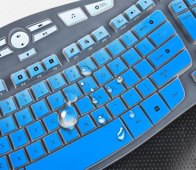 Keyboard Cover for Logitech K350 MK550 MK570 Keyboard Cover Skin for Logitech K350 MK550 MK570 Wireless Keyboards Covers Skin Protector Accessories, Ombre Blue
