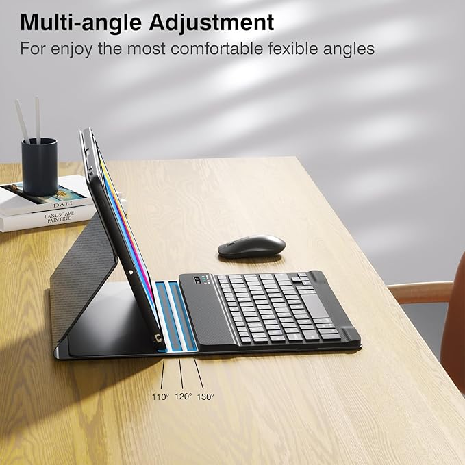OYEEICE for iPad 11th A16/ 10th Gen Case with Keyboard (2025/2022, 11/10.9 Inch) - Wireless, Detachable, Cover with Pencil Holder - Black
