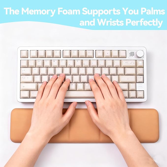 Ergonomic Keyboard Wrist Rest - Keyboard Wrist Cushion with Non-Slip Base, Brown Cute Wrist Rest Support for Keyboard, Laptop, Mac,Typing