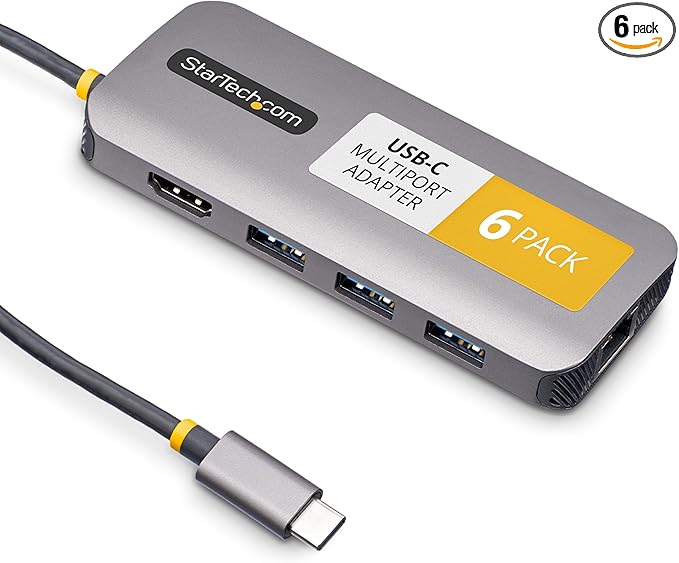 StarTech 6-Pack USB-C Docking Station for MacBook Pro M1 M2 M3 M4 and Windows, 4K 60Hz HDMI, USB 5Gbps, 100W Charging