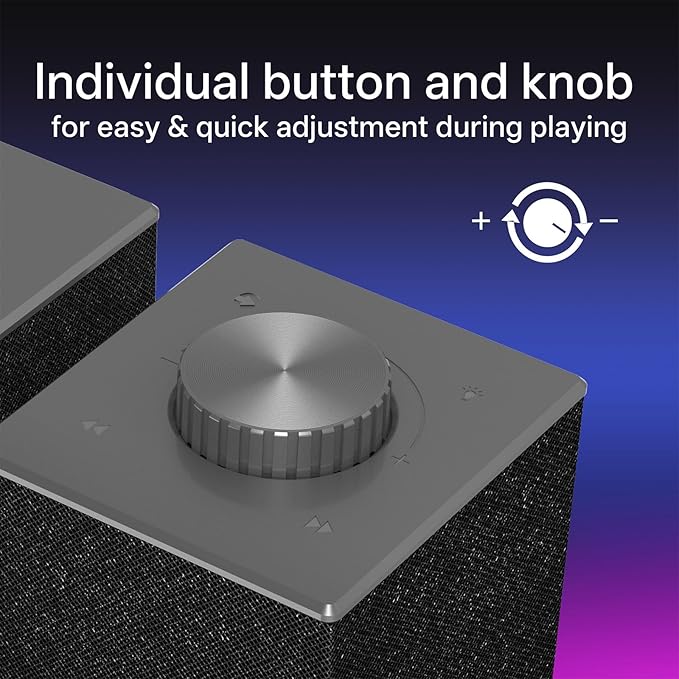 Redragon GS517 RGB Computer Speaker - 2.0 Stereo Sound System with BT & USB Dual Connectivity, 8 RGB Lighting Effects, Touch Controls & Volume Knob - Perfect for Gaming & Multimedia