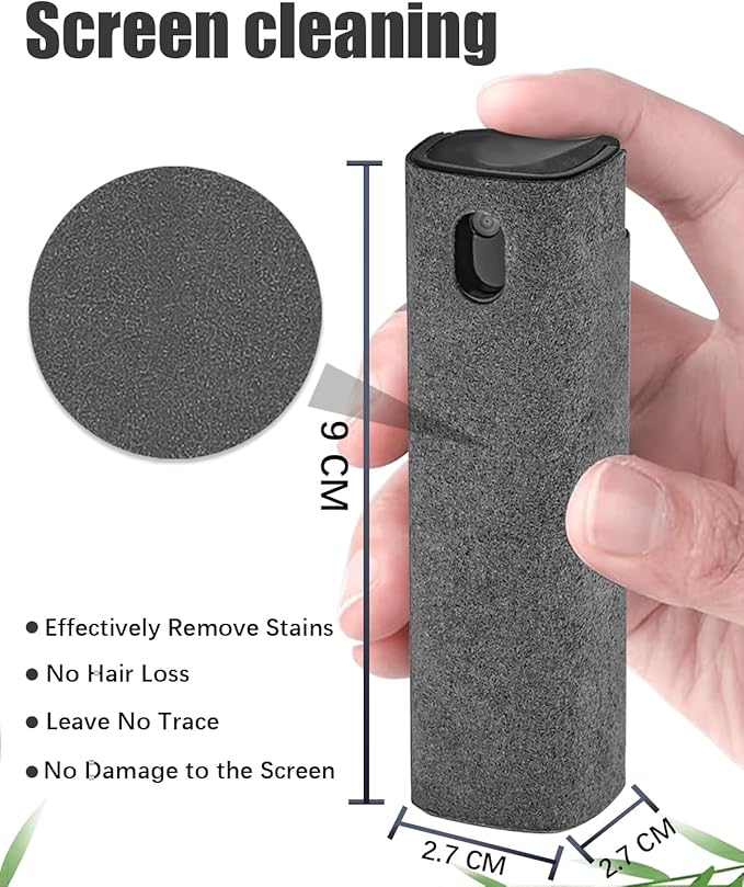 Screen Cleaner Spray and Wipe Touch Screen Cleaner Cleaner iPad Cleaner for iPhone Computer Laptop Tablet MacBook Tesla Display Cell Phone Eyeglasses（Grey）