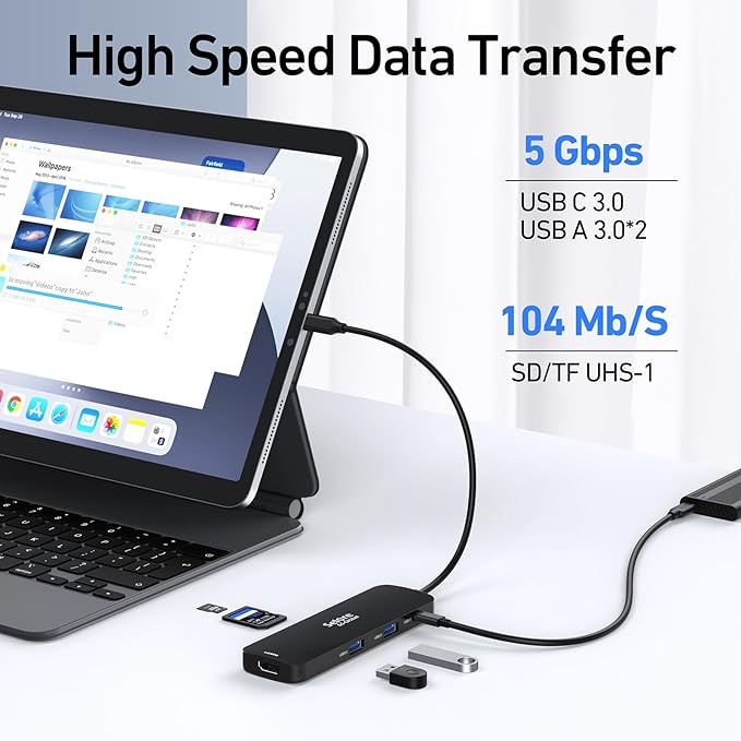 USB C Docking Station Dual HDMI Monitor, USB C to Dual HDMI Adapter with 2HDMI Ports, PD Charging, SD/TF, USB A&C 3.0 Ports, Laptop Docking Station for Dell XPS/HP/Lenovo/Surface/Yoga etc(Black)